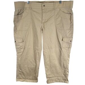 Lee Relaxed Fit Cargo Capri Pants Tan Khaki Plus Size 20W Medium Womens